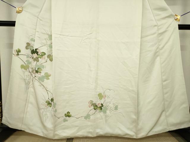 平和屋着物●訪問着 友禅 枝葉文 正絹 逸品 AABJ6775ck