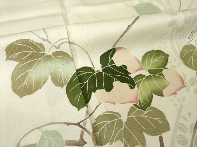 平和屋着物●訪問着 友禅 枝葉文 正絹 逸品 AABJ6775ck