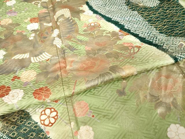平和屋着物●豪華振袖 御所車花鳥文 金銀彩 やまと誂製 正絹 逸品 AABJ6778ck