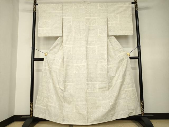 平和屋着物●上質な紬 洋花文 正絹 逸品 AABJ6782ck