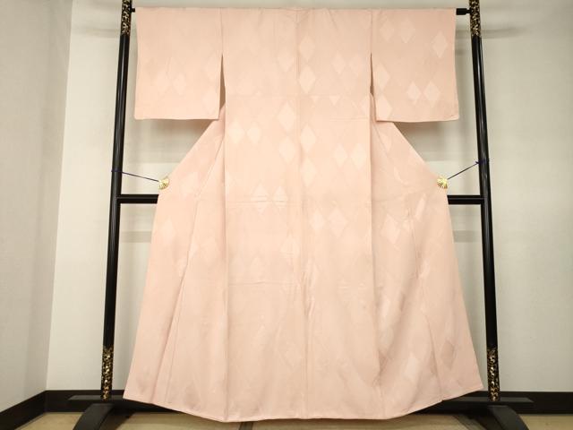 平和屋着物●上質な色無地 菱地紋 ときがら茶色 大丸扱い 正絹 逸品 AABJ6783ck