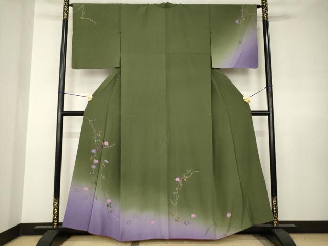 平和屋着物●訪問着 花唐草文 暈し染め 正絹 逸品 AABJ6786ck
