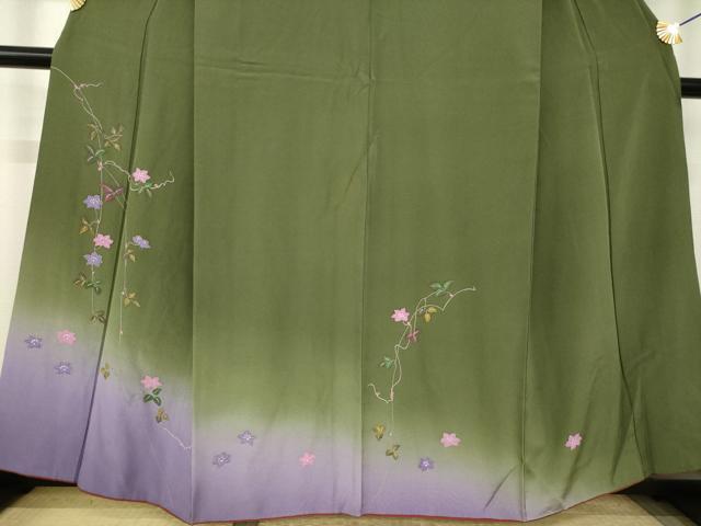 平和屋着物●訪問着 花唐草文 暈し染め 正絹 逸品 AABJ6786ck