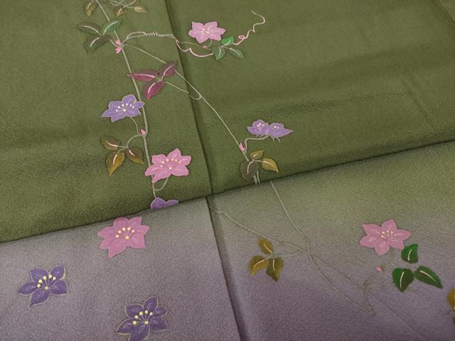 平和屋着物●訪問着 花唐草文 暈し染め 正絹 逸品 AABJ6786ck