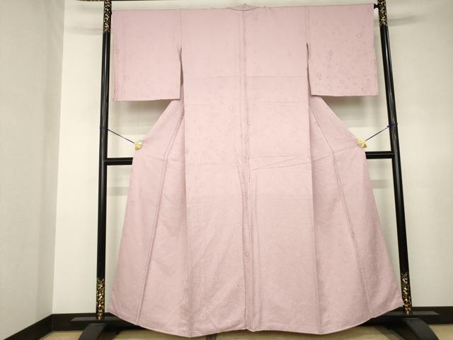 平和屋着物●上質な色無地 舞花地紋 石竹色 正絹 逸品 AABJ6791ck