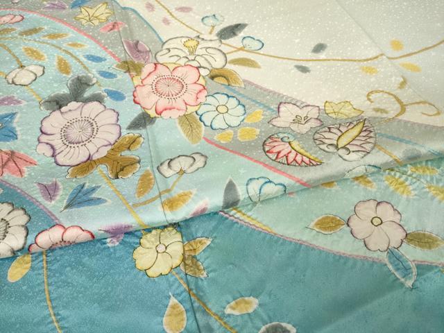 平和屋着物●訪問着 辻が花 絞り 流水花文 正絹 逸品 AABJ6792ck
