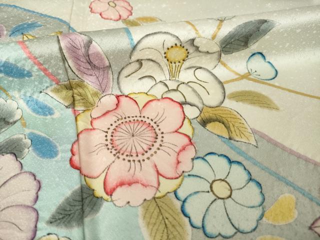 平和屋着物●訪問着 辻が花 絞り 流水花文 正絹 逸品 AABJ6792ck