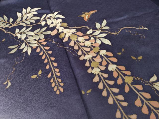 平和屋着物●訪問着 花鳥文 暈し染め 金彩 正絹 逸品 AABJ6796ck