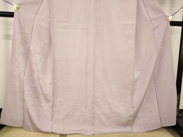 平和屋着物●伝統工芸師 服部光擴 江戸小紋 訪問着 鮫小紋柄 草花文 正絹 逸品 AABJ6799ck