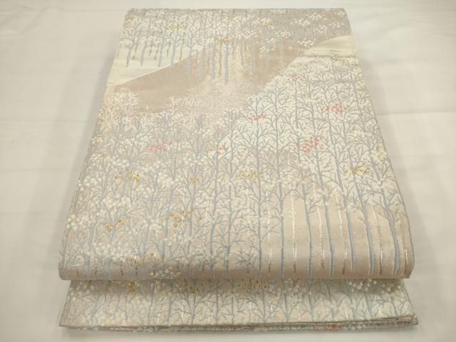 平和屋着物◎六通柄袋帯 枝花文 金銀糸 正絹 逸品 AABJ6821pf