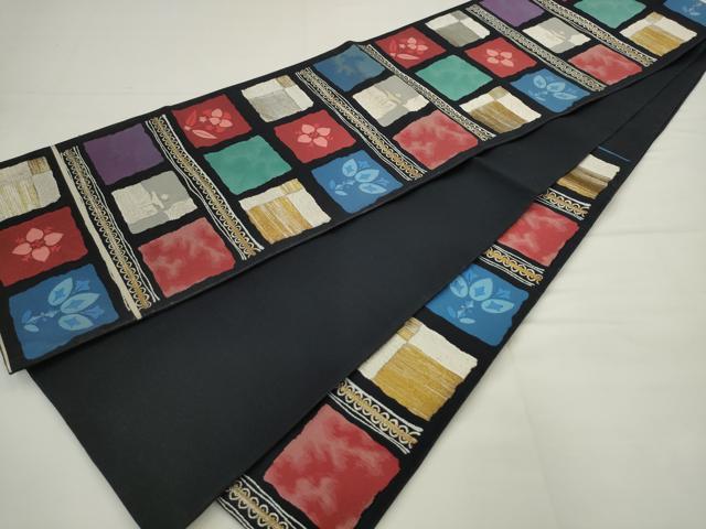 平和屋着物◎六通柄袋帯 横段草花文 金銀糸 正絹 逸品 AABJ6848pf