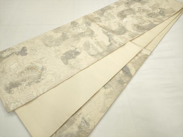 平和屋着物◎六通柄袋帯 草花文 金銀糸 正絹 逸品 AABJ6857pf