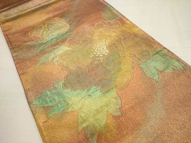 平和屋着物◎六通柄袋帯 草花文 金糸 引箔 正絹 逸品 AABJ6860pf