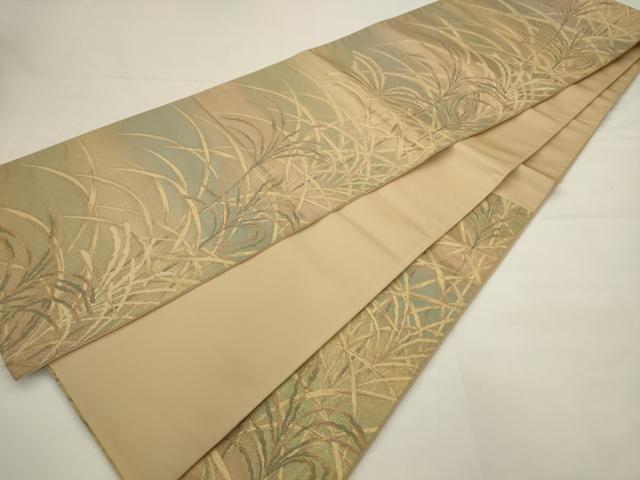 平和屋着物◎六通柄袋帯 芝草文 金糸 正絹 逸品 AABJ6868pf