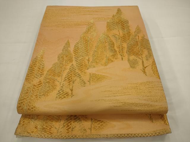 平和屋着物◎六通柄京袋帯 風景文 金糸 正絹 逸品 AABJ6869pf