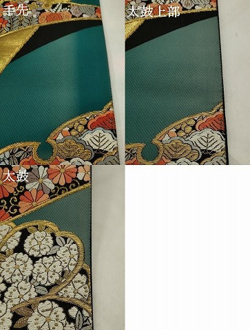 平和屋着物●西陣 六通柄袋帯 唐織 双鶴花文 金糸 証紙付き 正絹 逸品 AABJ6885pf