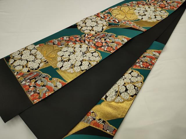平和屋着物●西陣 六通柄袋帯 唐織 双鶴花文 金糸 証紙付き 正絹 逸品 AABJ6885pf