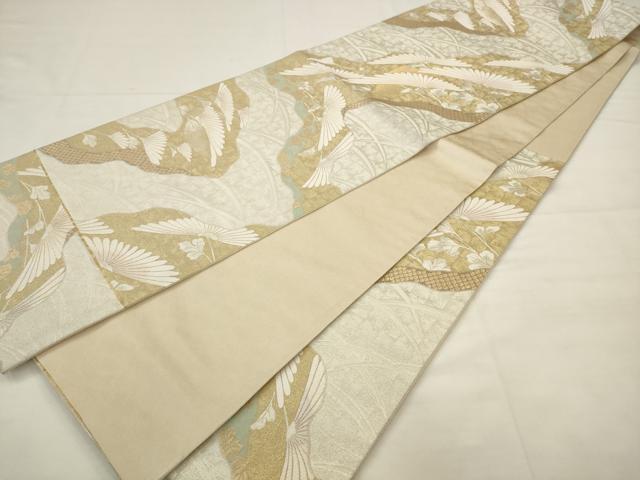 平和屋着物●六通柄袋帯 草花文 金銀糸 正絹 逸品 AABJ6887pf