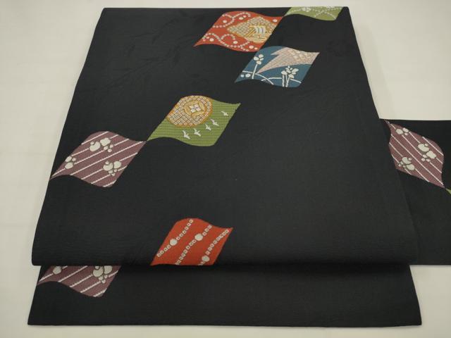 平和屋着物●西陣 九寸名古屋帯 瓦吉祥文 金糸 証紙付き 正絹 逸品 AABJ6891pf