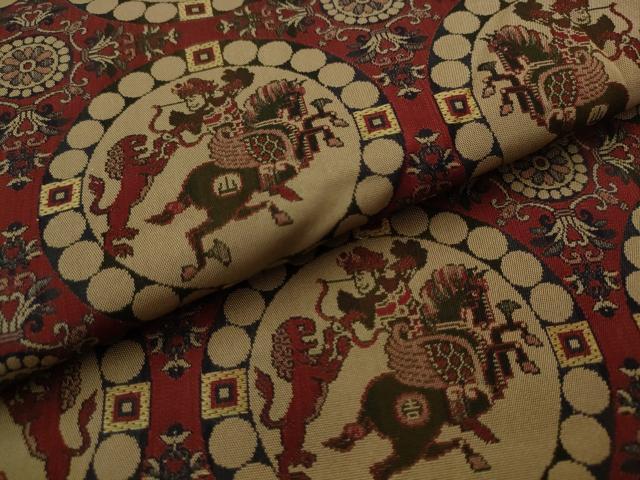 平和屋着物●龍村美術織物 九寸開き名古屋帯 獅子狩文錦 正絹 逸品 AABJ6898pf