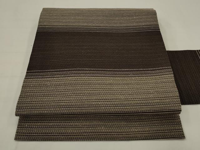 平和屋着物●全通柄九寸名古屋帯 横段文 正絹 逸品 AABJ6910pf