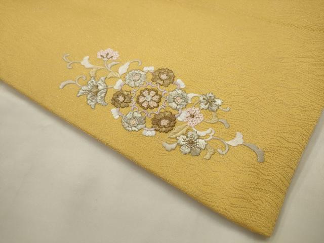 平和屋着物▼太鼓柄袋帯 総刺繍 吉祥瑞雲 銀通し地 正絹 逸品 AABJ6914pf