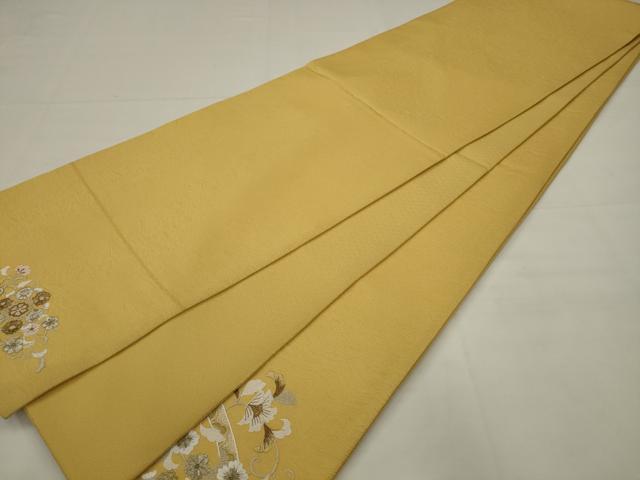 平和屋着物▼太鼓柄袋帯 総刺繍 吉祥瑞雲 銀通し地 正絹 逸品 AABJ6914pf