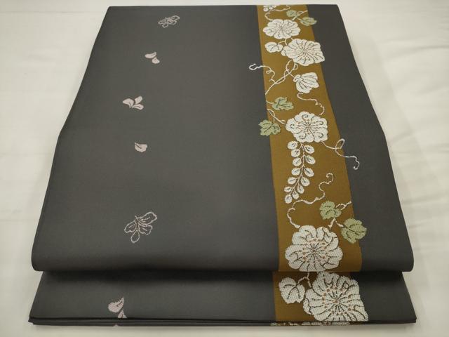 平和屋着物●六通柄 本袋帯 草花間道 正絹 逸品 AABJ6919pf