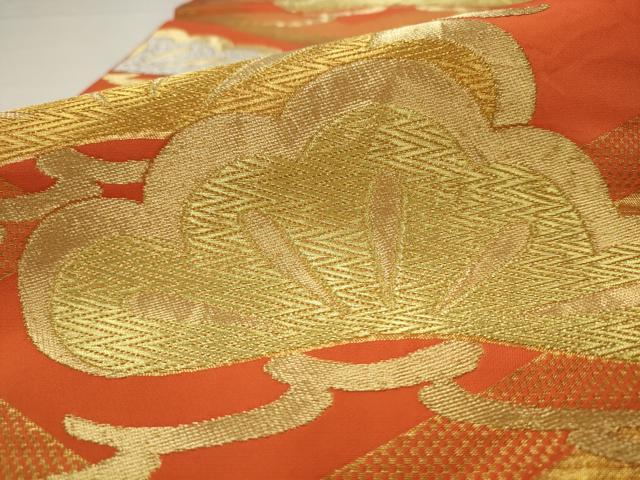 平和屋着物●西陣 川島織物 六通柄 本袋帯 松皮菱松文 金銀糸 正絹 逸品 AABJ6922pf