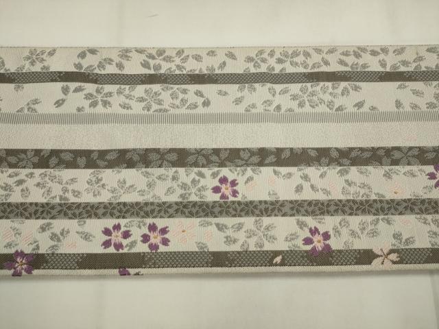 平和屋着物●本場筑前博多織 八寸名古屋帯 舞桜文 ほていや扱い 正絹 逸品 AABJ6934pf