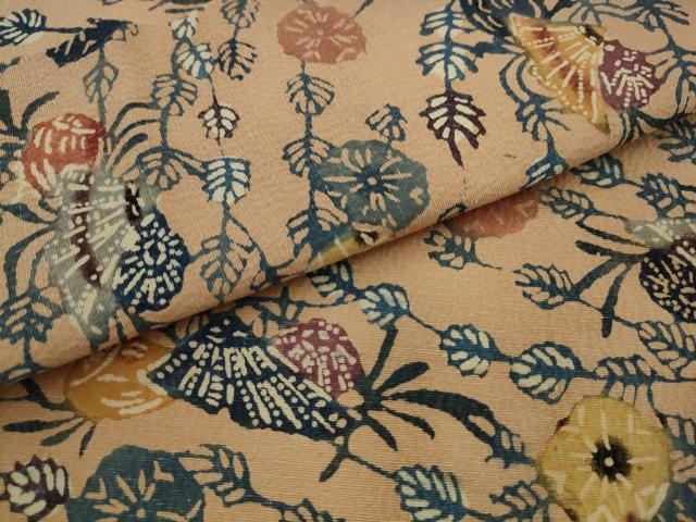 平和屋着物●九寸名古屋帯 型染め 花蝶文 正絹 逸品 AABJ6940pf