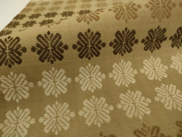 平和屋着物●本場筑前博多織 八寸名古屋帯 格子花文 正絹 逸品 AABJ6941pf