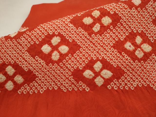 平和屋着物●九寸名古屋帯 総絞り 花菱文 正絹 逸品 AABJ6955pf