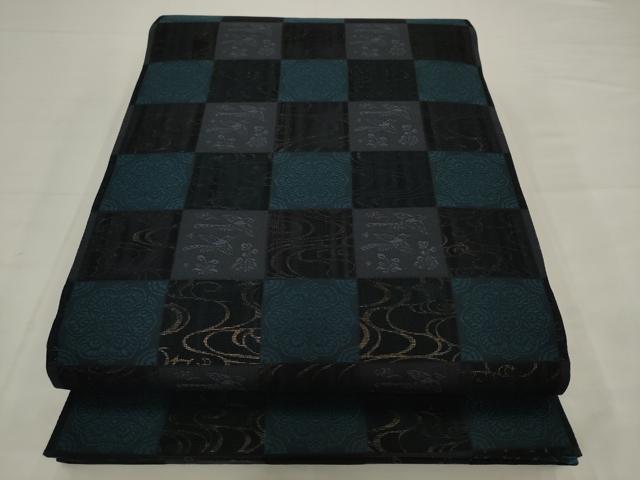 平和屋着物●両面全通柄袋帯 流水花鳥文 正絹 逸品 AABJ6958pf