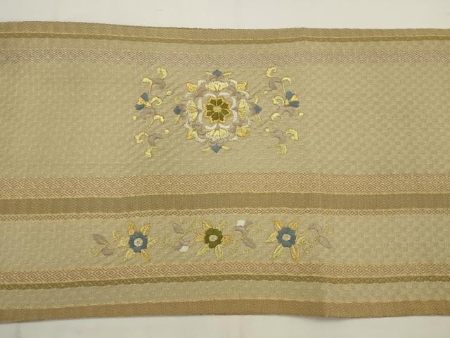 平和屋着物●ひなや工房 くむ・あむ・おる 伊豆蔵明彦 太鼓柄袋帯 総刺繍 飾花文 金銀糸 正絹 逸品 AABJ6961pf