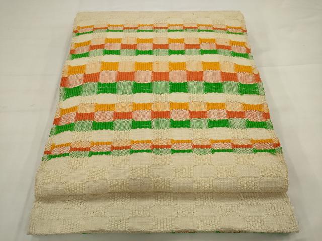 平和屋着物●八寸名古屋帯 めがね織 正絹 逸品 AABJ6963pf