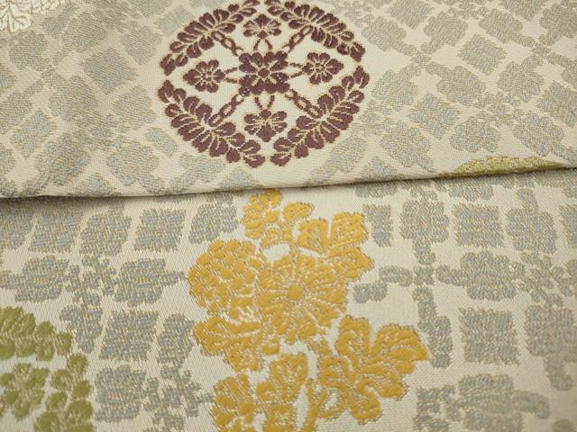 平和屋着物●九寸名古屋帯 唐織 草花丸文 正絹 逸品 AABJ6987pf