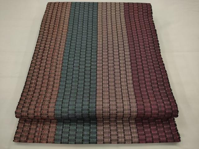 平和屋着物●本場筑前博多織 八寸名古屋帯 間道 正絹 逸品 AABJ6994pf
