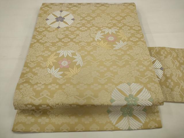 平和屋着物●九寸名古屋帯 唐織 草花丸文 正絹 逸品 AABJ6995pf