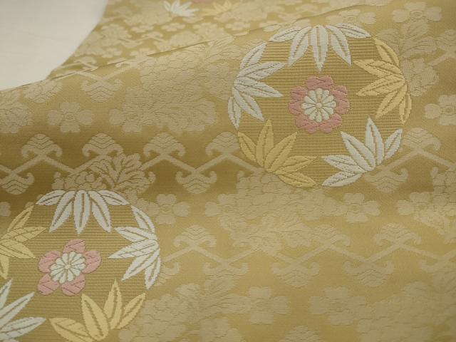 平和屋着物●九寸名古屋帯 唐織 草花丸文 正絹 逸品 AABJ6995pf