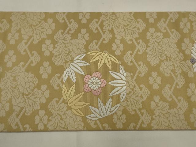 平和屋着物●九寸名古屋帯 唐織 草花丸文 正絹 逸品 AABJ6995pf