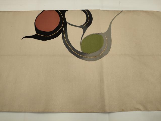 平和屋着物●爪掻き本綴れ 八寸名古屋帯 抽象文様 金糸 正絹 逸品 AABJ7002pf