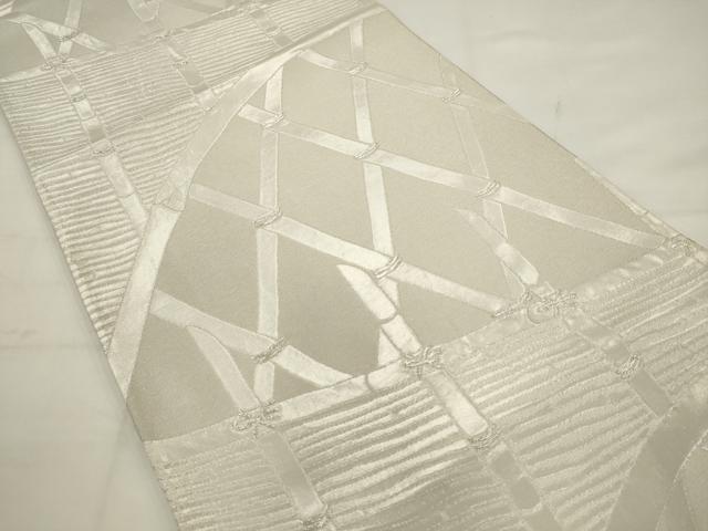 平和屋着物●西陣 紫紘謹製 六通柄袋帯 籬文 銀糸 正絹 逸品 AABJ7004pf