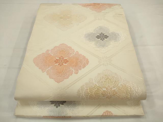 平和屋着物●六通柄袋帯 唐織 花菱文 正絹 逸品 AABJ7025pf