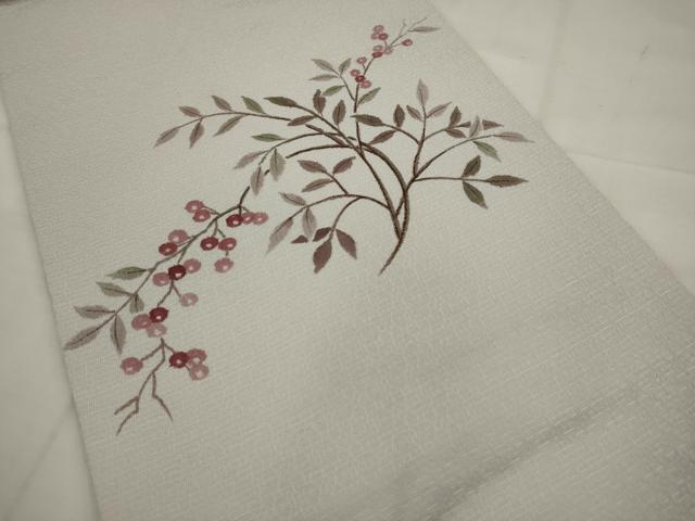平和屋着物●九寸名古屋帯 型染め 草花文 やまと誂製 正絹 逸品 AABJ7040pf