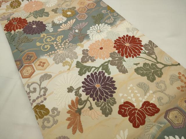 平和屋着物●六通柄袋帯 唐織 草花文 金糸 正絹 逸品 AABJ7042pf