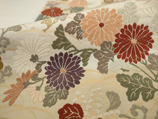 平和屋着物●六通柄袋帯 唐織 草花文 金糸 正絹 逸品 AABJ7042pf
