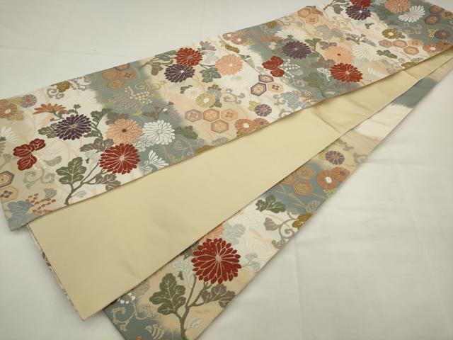 平和屋着物●六通柄袋帯 唐織 草花文 金糸 正絹 逸品 AABJ7042pf