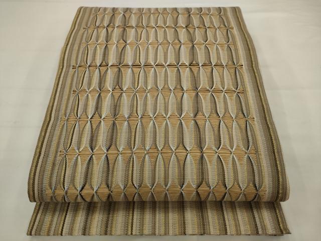 平和屋着物●六通柄袋帯 捩り織 間道 金糸 正絹 逸品 AABJ7051pf