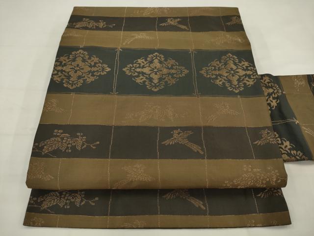 平和屋着物●九寸名古屋帯 鳳凰花文 金糸 正絹 逸品 AABJ7052pf